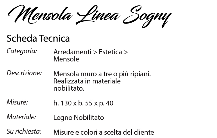 scheda tecnica mensola sogny