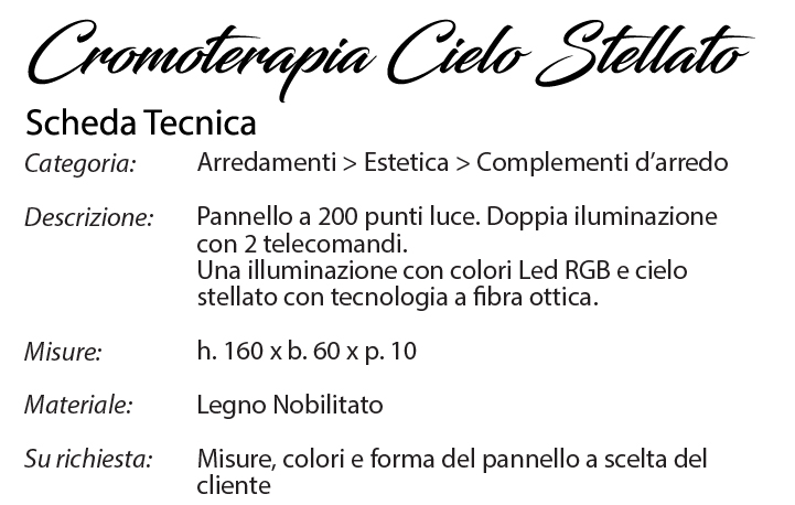 scheda tecnica cromoterapia