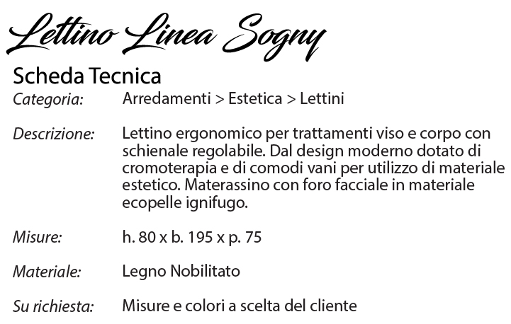 scheda tecnica lettino sogny