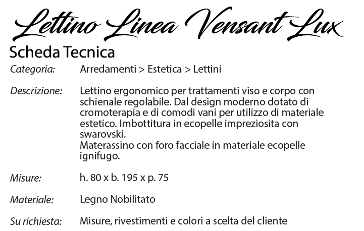 Scheda Tecnica Lettino Vensant Lux - Lux Design