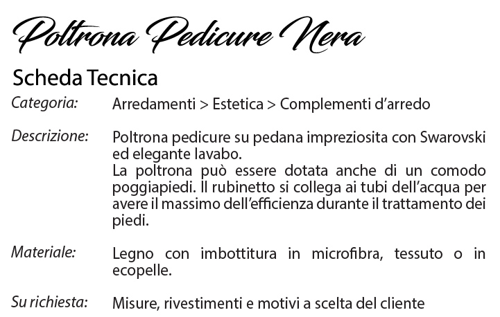 scheda tecnica poltrona pedicure nera